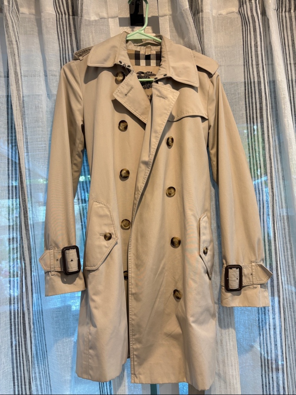Burberry Beige Short Trench Coat with Signature Check Lining US 6 - Picture 2 of 11